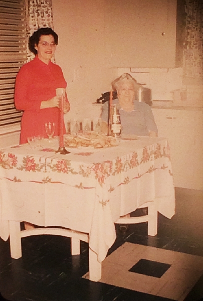 1957 Christmas in kitchen at 7 Athens street