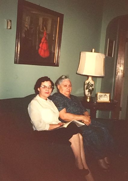 1960, Lena and Mary Alamo in living room at 7 Athens street