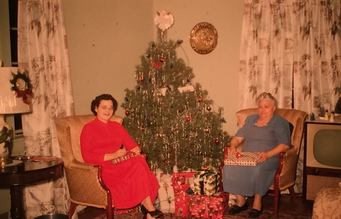 1957 Christmas in living room at 7 Athens street