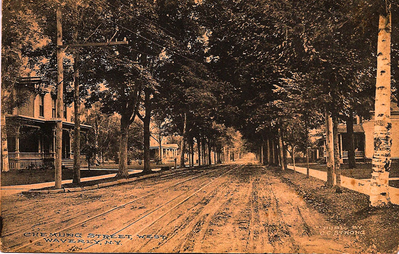 1910 post card showing 208 Chemung street on the left side