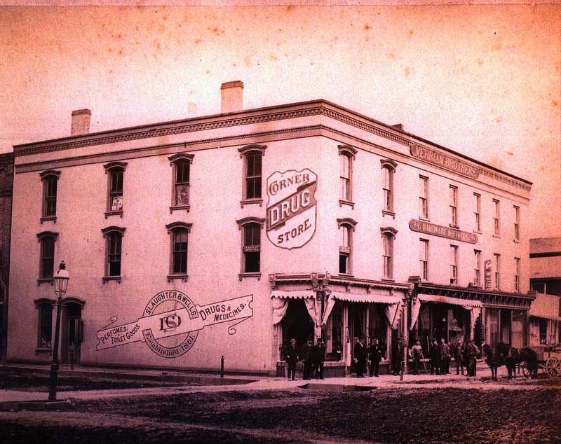 Picture of 337 Broad street, Corner Drug Store, owned by Samuel W. Slaughter of 208 Chemung street