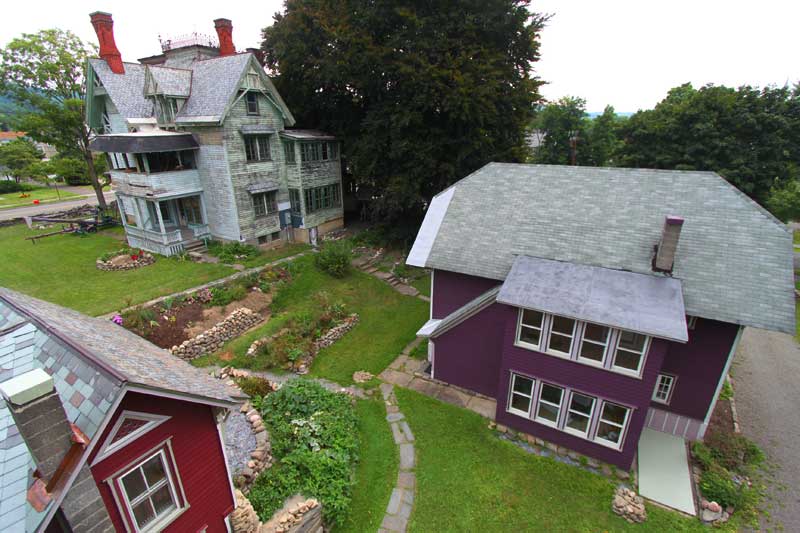 2012 part of the backs of the buildings and shows landscaping of hill between buildings