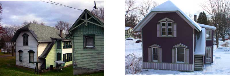 2010 before of carriage house and 2013 after exterior revitalized 